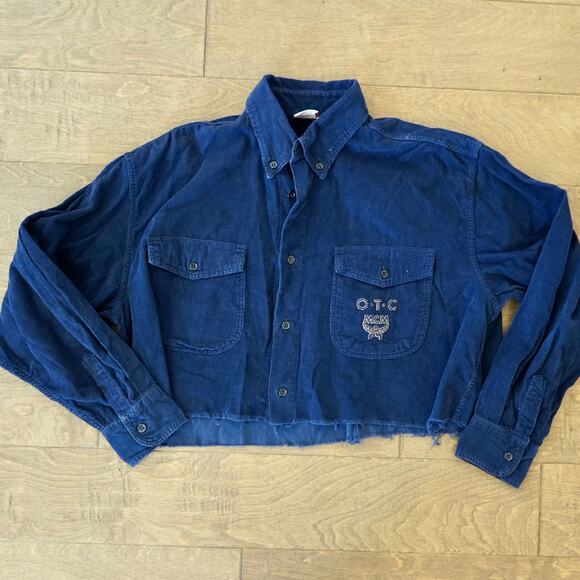 VTG OTC Over-the-Counter by MCM Crop Womens Medium Blue Corduroy Flap Pockets - Picture 6 of 10